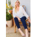 V Neck Bubble Sleeve Solid Top
