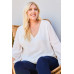 V Neck Bubble Sleeve Solid Top