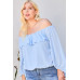 Off Shoulder Ruffle Bubble Sleeve Top