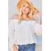 Off Shoulder Ruffle Bubble Sleeve Top