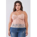 Plus Size Sleeveless Sheer Lace Halter Neck Detail Bustier Top