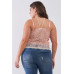 Plus Size Sleeveless Sheer Lace Halter Neck Detail Bustier Top