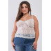 Plus Size Sleeveless Sheer Lace Halter Neck Detail Bustier Top - CC-54394a