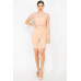 Stripe Mesh Mock Neck Biker Romper