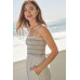 A Striped Woven Linen-blend Jumpsuit