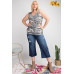 Rayon Rib Printed Knit Tank Top