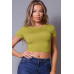 Short Sleeve Round Neck Crossover Multi Way Tie Top