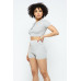 Collar Crop Top + Shorts Set