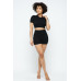 Collar Crop Top + Shorts Set