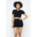 Collar Crop Top + Shorts Set