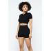 Collar Crop Top + Shorts Set