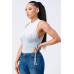 Velvet Leopard Side Shirring Extreme Cut Bodysuit