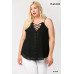 Plunging V-neckline Lattice Top With Scalloped Lace