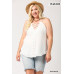 Plunging V-neckline Lattice Top With Scalloped Lace