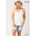 Plunging V-neckline Lattice Top With Scalloped Lace