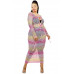 Plus See-through Gradient Fishnet Overlay Dress