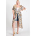 Short Sleeves Long-line Printed Mesh Open Cardigan