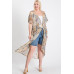 Short Sleeves Long-line Printed Mesh Open Cardigan