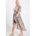 Short Sleeves Long-line Printed Mesh Open Cardigan