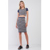 Navy & White Geometrical Pattern Short Sleeve Crop Top & High-waisted Pencil Skirt Two Piece Set