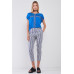 Royal Blue Boat Neck Short Sleeve See-trough Cross Cut-in Detail With Floral Embroidery Top