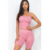 Camisole Ruched Sleeveless Top & Biker Shorts Set