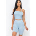 Camisole Ruched Sleeveless Top & Biker Shorts Set