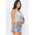Adjustable Front Ruched With String Square Neck Crop Tops