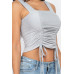 Adjustable Front Ruched With String Square Neck Crop Tops