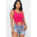 Adjustable Front Ruched With String Square Neck Crop Tops