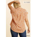 V-neck Dalmatian Print Button Front Top With Pocket Detail
