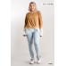 Ombre Print Long Sleeve Top With Gathered Front Detail And Raw Hem