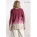 Ombre Print Long Sleeve Top With Gathered Front Detail And Raw Hem