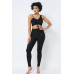 Mesh Strappy Adjustable Ruched Crop Top With Matching See Through Side Panel Leggings