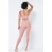 Mesh Strappy Adjustable Ruched Crop Top With Matching See Through Side Panel Leggings