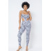 Mesh Print Crop Top With Plastic Chain Halter Neck With Matching Leggings