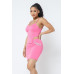 Rhinestone Detailed Strappy Cropped Top With Matching Rhinestone Pocket Detail Mini Skirt