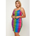 Plus Size Rainbow Ombre Print Cami Dress