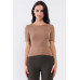 Light Ribbed Crew Neck Short Sleeve Basic Tee