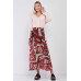 Red & Multi Vintage Graphic Print High-waisted Two Front Slits Maxi Skirt