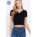 Short Slv Notched Rib Seamless Top