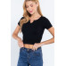 Short Slv Notched Rib Seamless Top