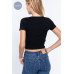 Short Slv Notched Rib Seamless Top
