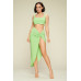 Summer Days Solid Crop Top & Split Thigh Twist Slit Skirt Set