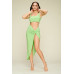Summer Days Solid Crop Top & Split Thigh Twist Slit Skirt Set