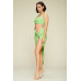 Summer Days Solid Crop Top & Split Thigh Twist Slit Skirt Set