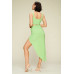 Summer Days Solid Crop Top & Split Thigh Twist Slit Skirt Set