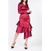 Asymmetrical Ruffle Bottom Satin Skirt