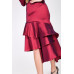 Asymmetrical Ruffle Bottom Satin Skirt