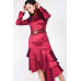 Asymmetrical Ruffle Bottom Satin Skirt